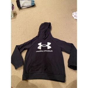 Under Armour logo black white hoodie sweatshirt youth small
